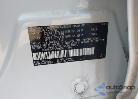 2015 Toyota Rav4 Xle из США, поврежденный, VIN 2T3WFREVXFW199256